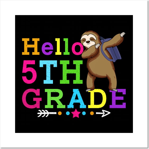 Sloth Hello 5th Grade Teachers Kids Back to school Gifts Wall Art by kateeleone97023